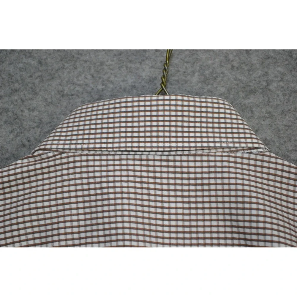 Ermenegildo Zegna‎ Shirt Mens 16 41 Brown Check Long Sleeve Button Front